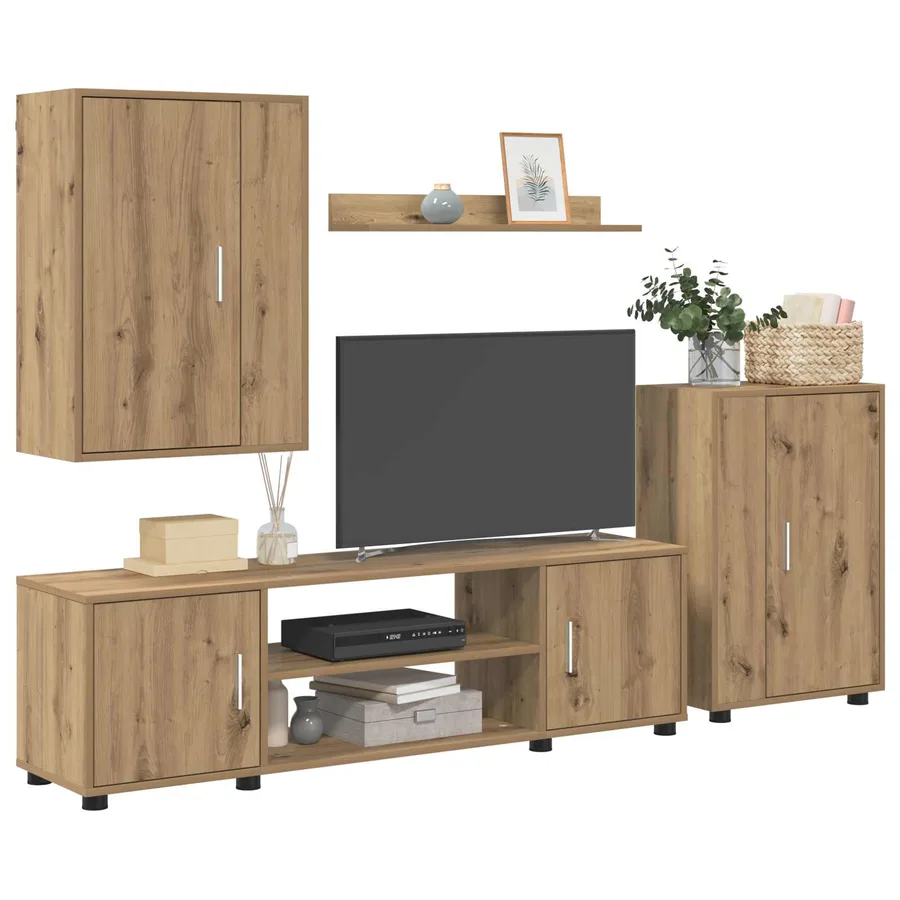 Ensemble meuble TV Chêne artisanal Bois d'ingénierie - 3