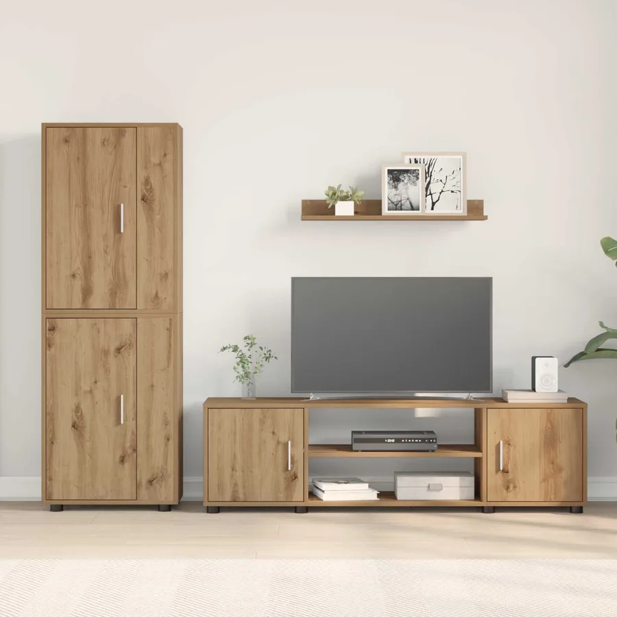 Ensemble meuble TV Chêne artisanal Bois d'ingénierie - 4