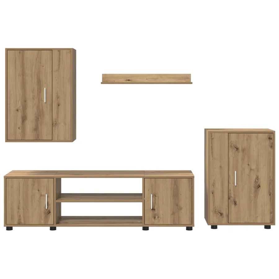 Ensemble meuble TV Chêne artisanal Bois d'ingénierie - 9