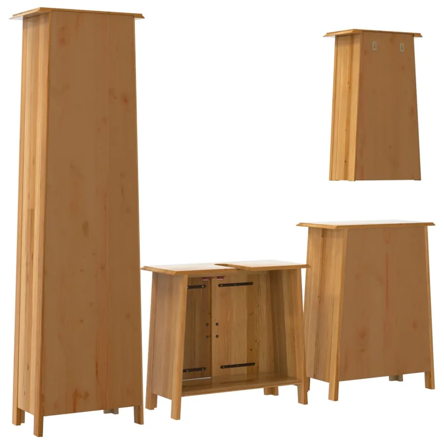 Ensemble de meubles de salle de bain 4 pcs bois de pin massif - 7