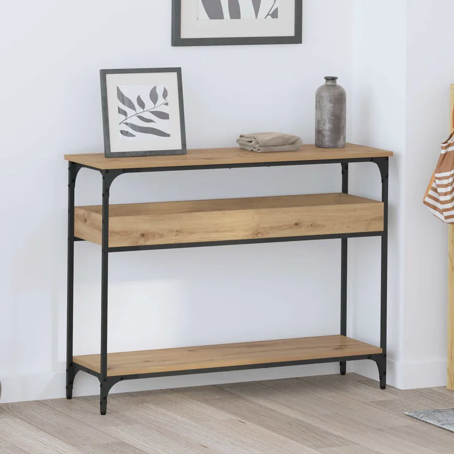 Table console chêne artisanal 100 x 29 x 75 cm