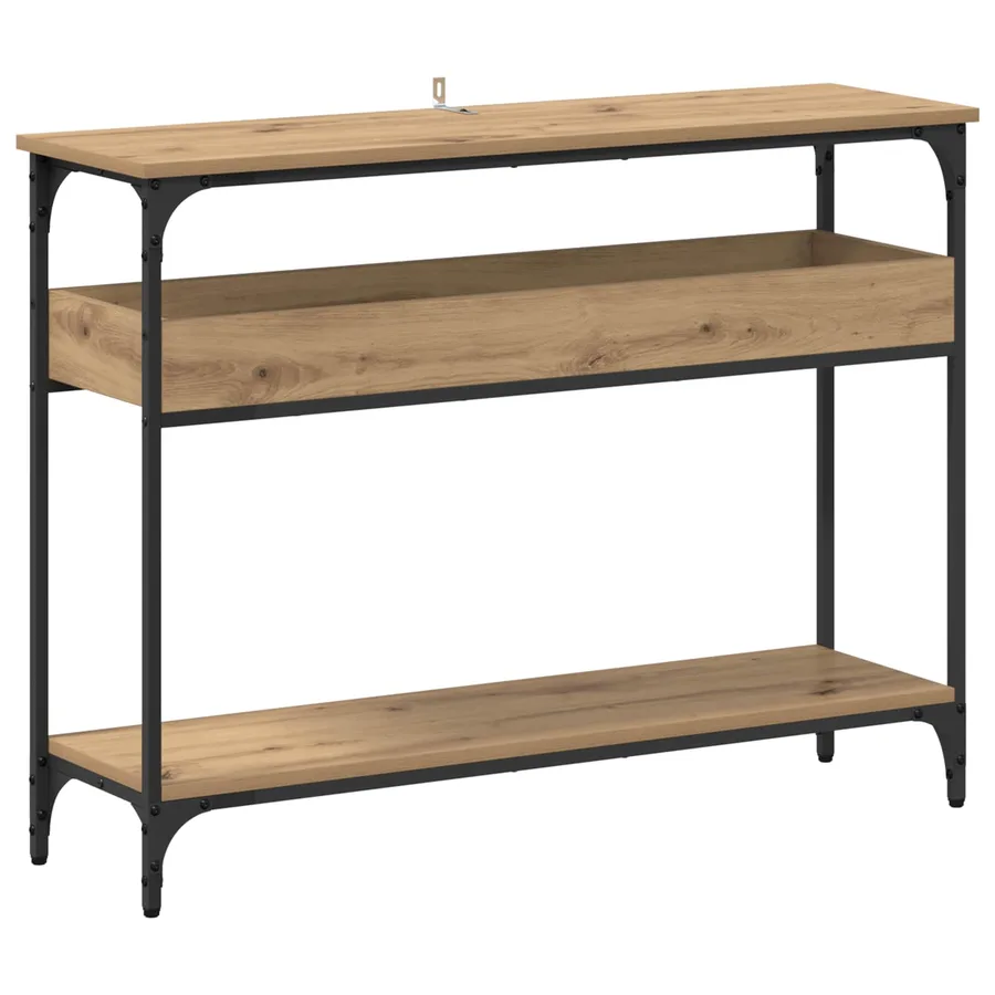 Table console chêne artisanal 100 x 29 x 75 cm - 2