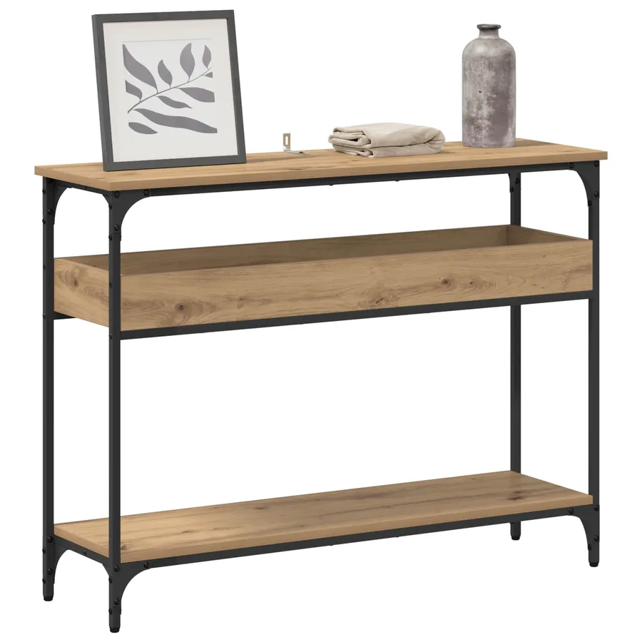 Table console chêne artisanal 100 x 29 x 75 cm - 3