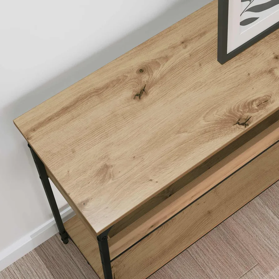 Table console chêne artisanal 100 x 29 x 75 cm - 4