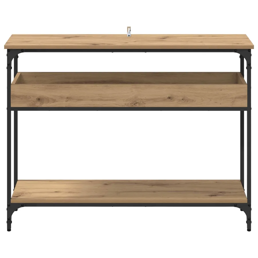 Table console chêne artisanal 100 x 29 x 75 cm - 5