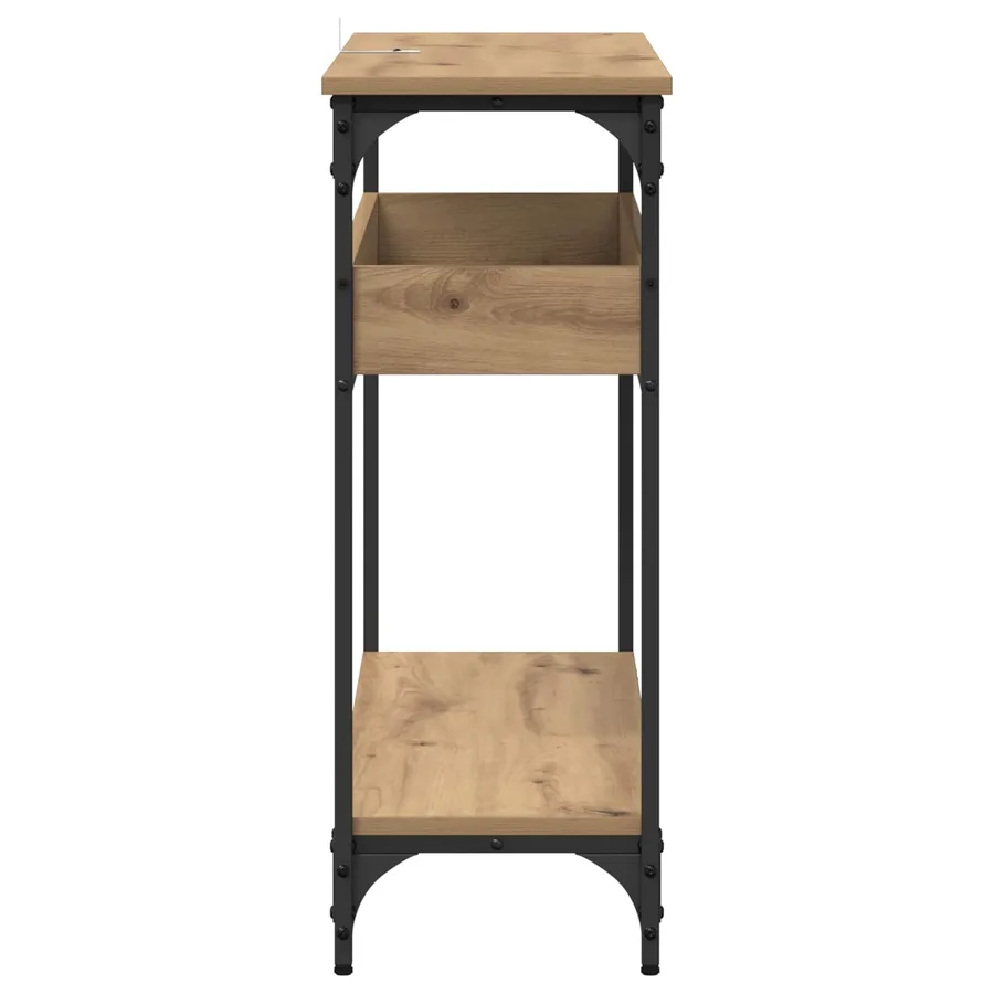 Table console chêne artisanal 100 x 29 x 75 cm - 6