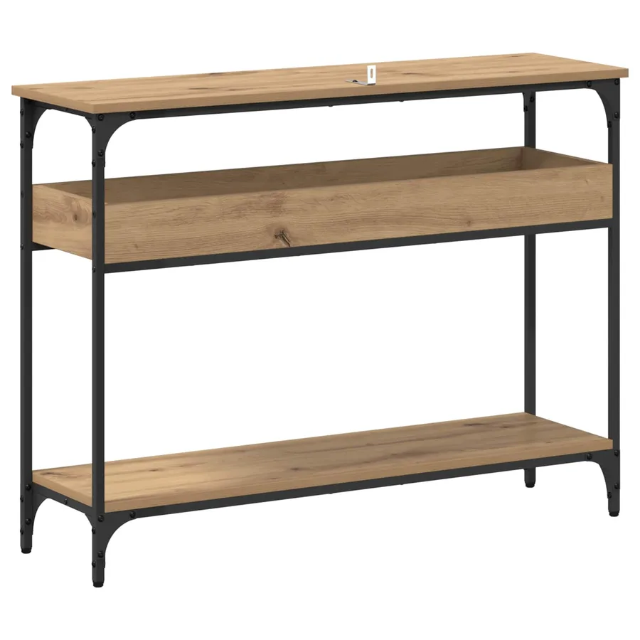 Table console chêne artisanal 100 x 29 x 75 cm - 7