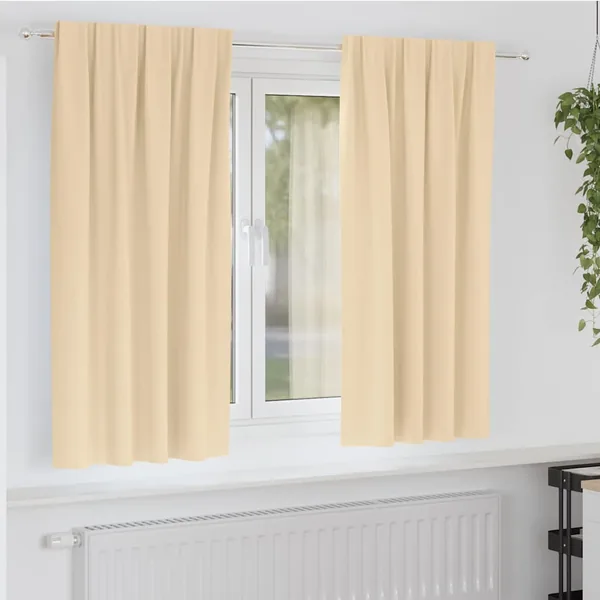Rideaux occultants avec anneaux 2 pcs Crème 175 x 140 cm