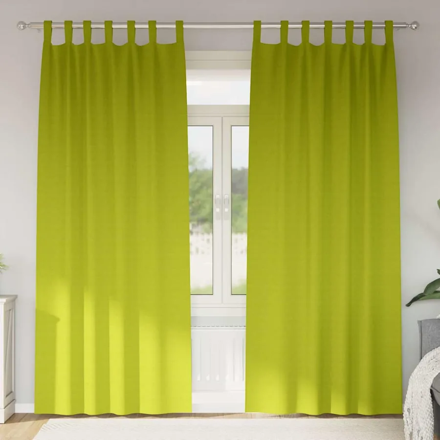 Rideaux occultants avec anneaux 2 pcs Vert 245 x 140 cm
