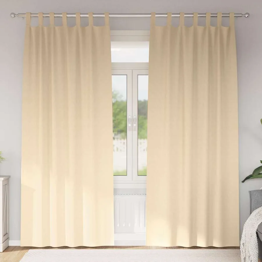 Rideaux occultants avec anneaux 2 pcs Crème 225 x 140 cm