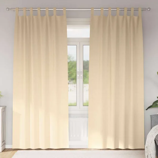 Rideaux occultants avec anneaux 2 pcs Crème 225 x 140 cm
