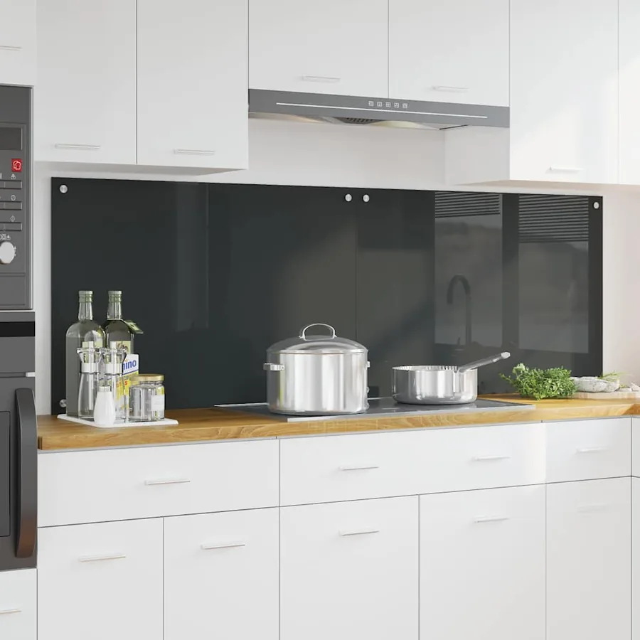 Crédence de cuisine 2 pcs Gris foncé 90 x 60 cm verre trempé