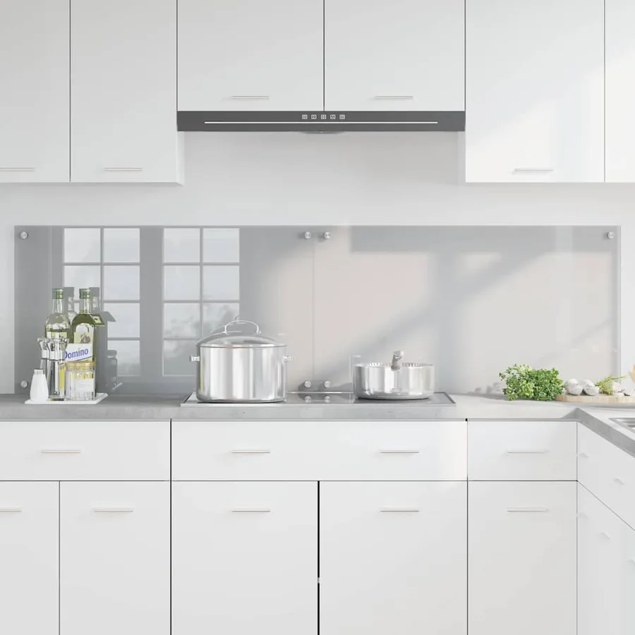 Crédence de cuisine 2 pcs Gris clair 90 x 50 cm verre trempé - 3
