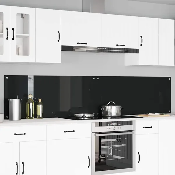Crédence de cuisine 2 pcs Noir 120 x 50 cm verre trempé