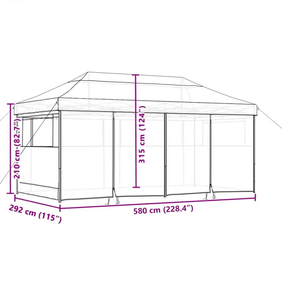 Tente de fête pop-up Taupe 580 x 292 x 315 cm Tissu Oxford - 10