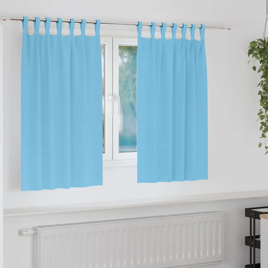 Rideaux occultants avec anneaux 2 pcs Bleu clair 140 x 140 cm
