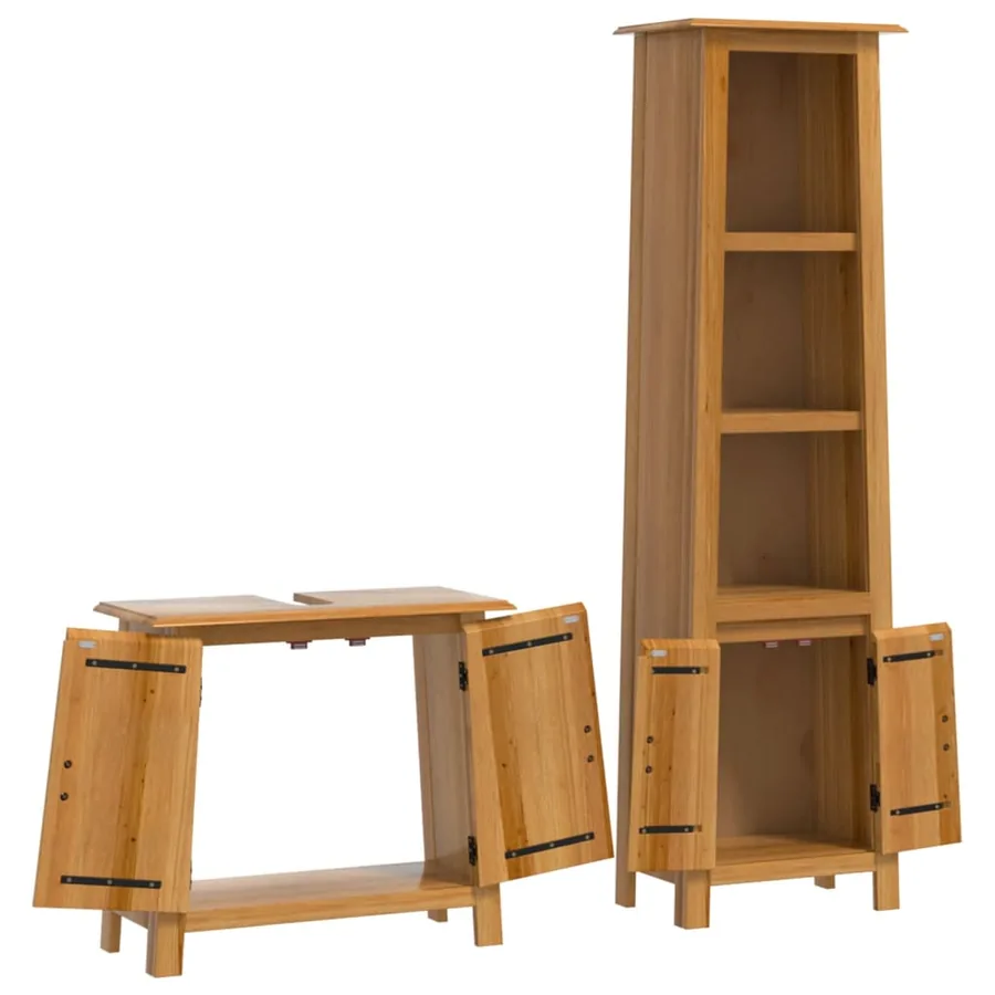 Ensemble de meubles de salle de bain 2 pcs bois de pin massif - 4