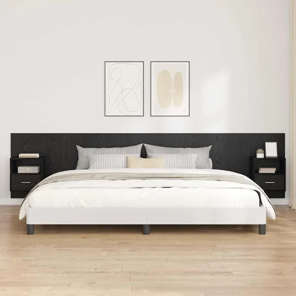 Tête de lit avec armoire 3 pcs Chêne noir Bois d'ingénierie
