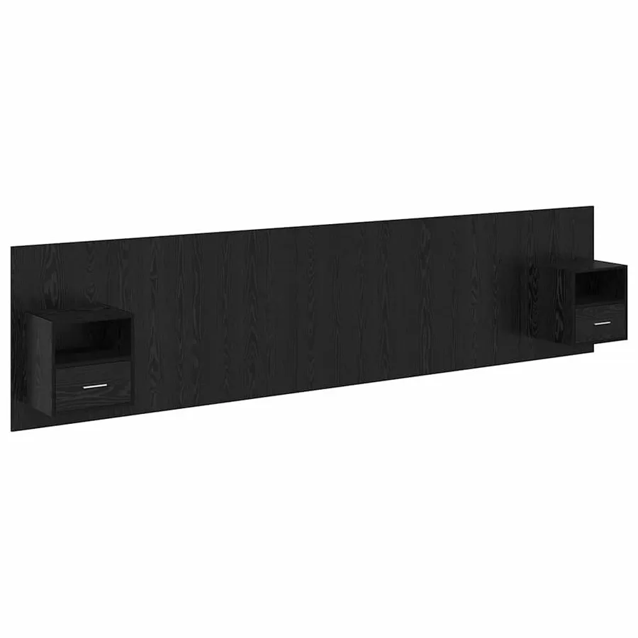 Tête de lit avec armoire 3 pcs Chêne noir Bois d'ingénierie - 2