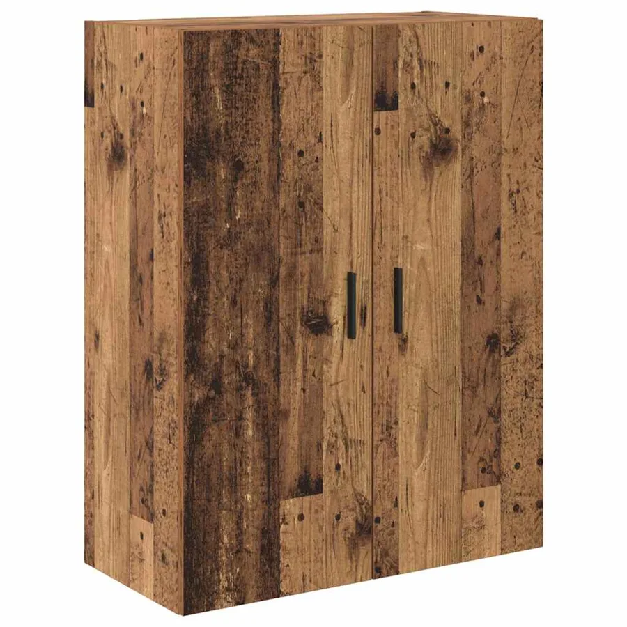 Haut Armoire 2 pcs Bois Ancien Bois Aggloméré et Verre - 7
