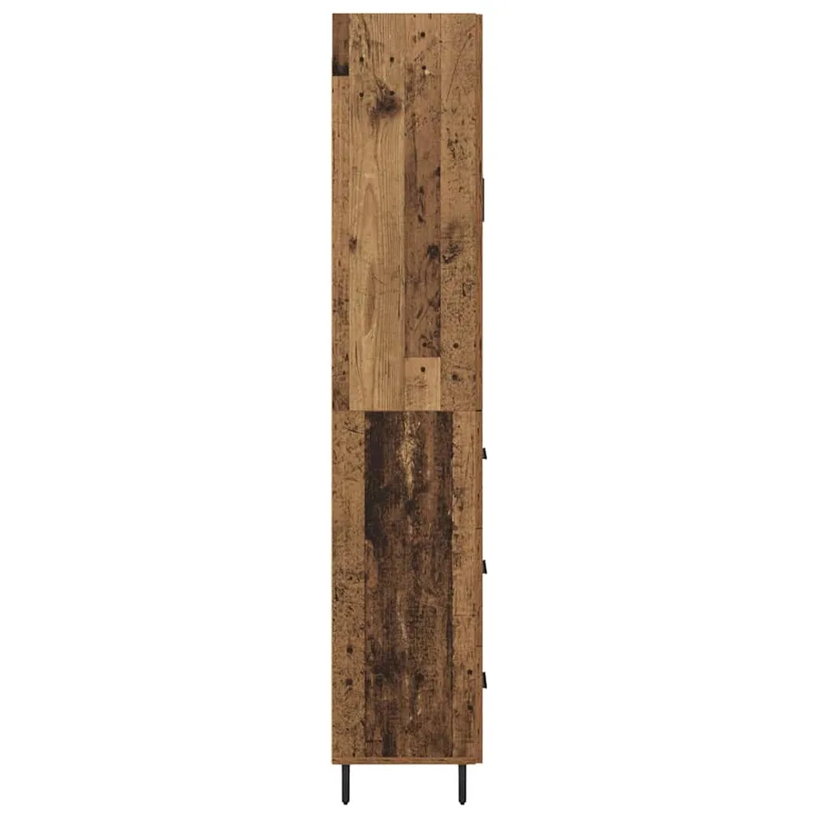 Haut Armoire 2 pcs Bois Ancien Bois Aggloméré et Verre - 9