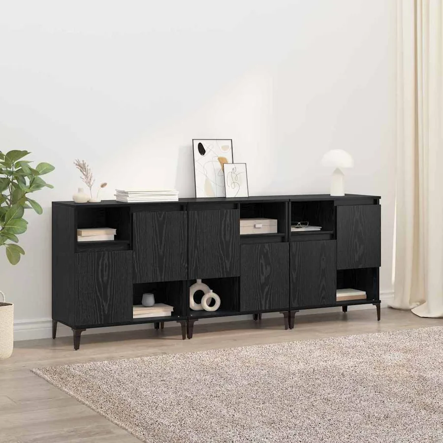 Buffets 3 pcs Chêne noir 60 x 35 x 70 cm Bois d'ingénierie