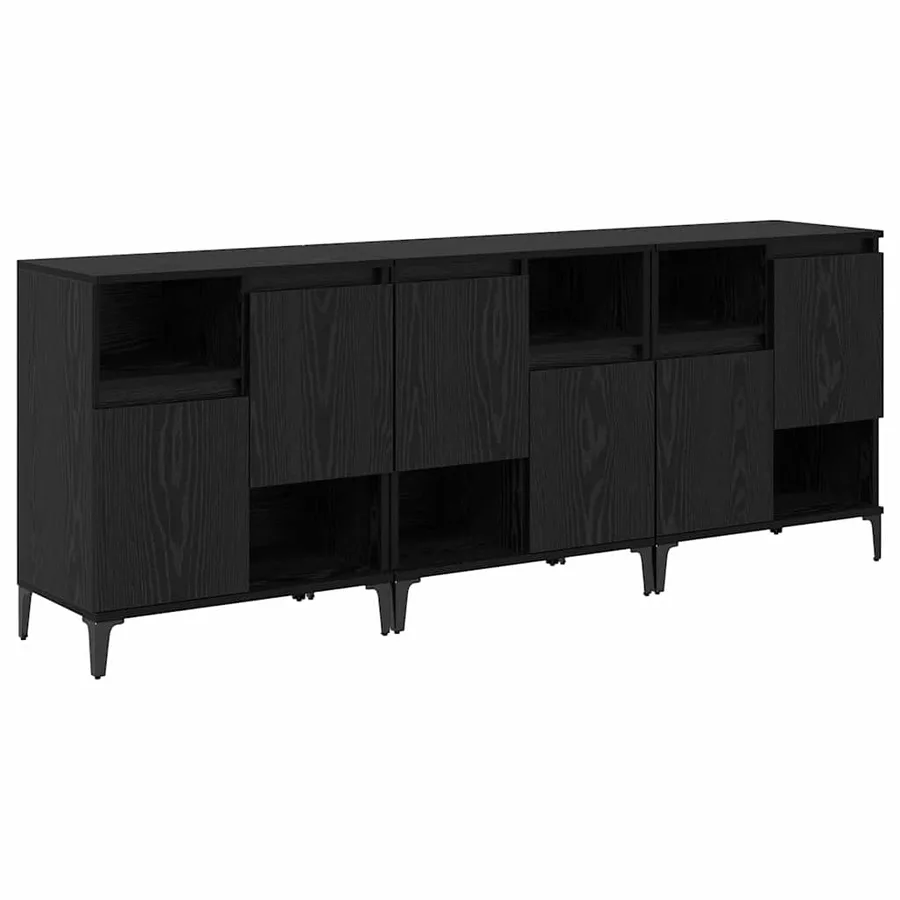 Buffets 3 pcs Chêne noir 60 x 35 x 70 cm Bois d'ingénierie - 2