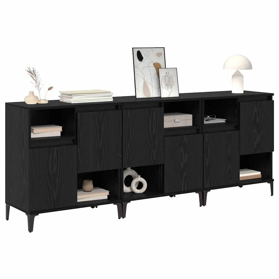 Buffets 3 pcs Chêne noir 60 x 35 x 70 cm Bois d'ingénierie - 3