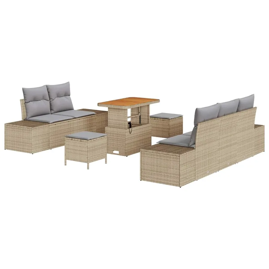 Ensemble de canapé de jardin 8 pcs Beige Poly rotin - 2