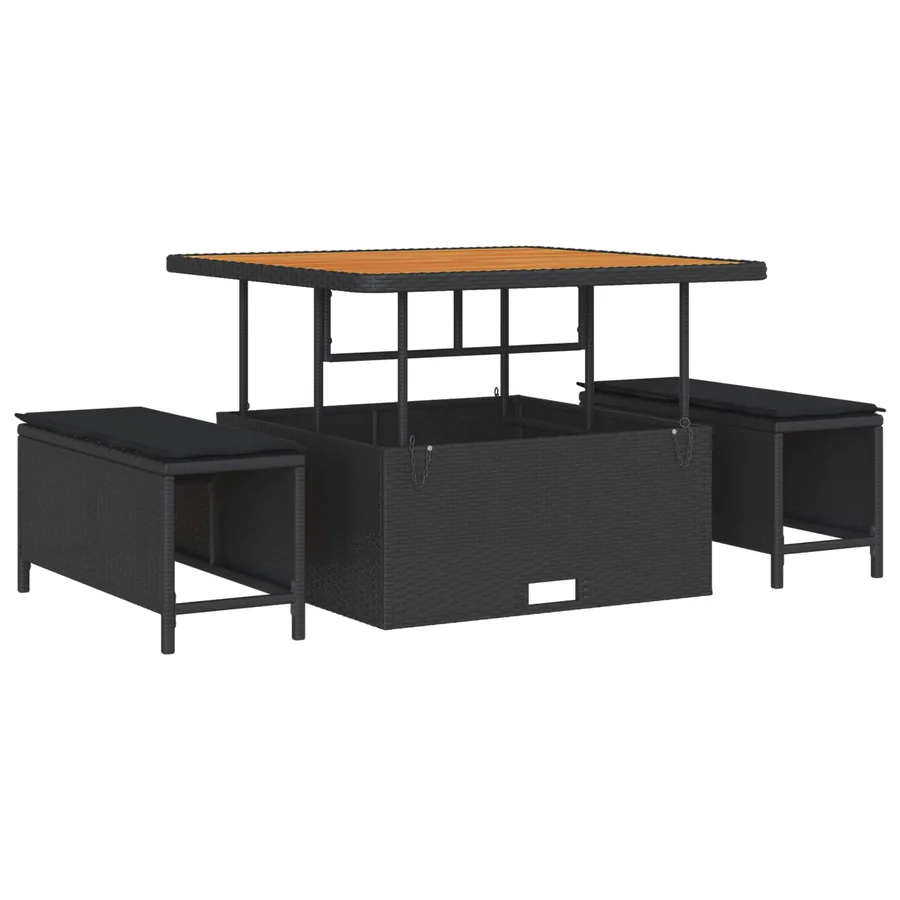 Ensemble de canapé de jardin avec coussin 11 pcs Noir polyrotin - 4