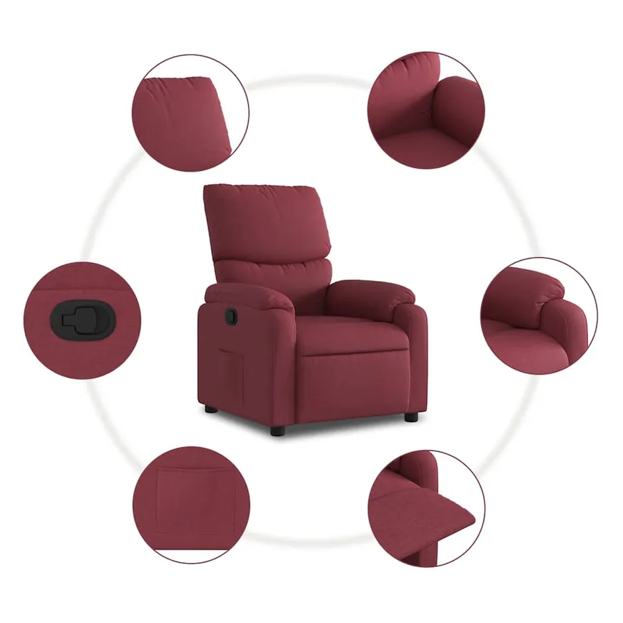 Fauteuil inclinable Rouge bordeaux Tissu - 7