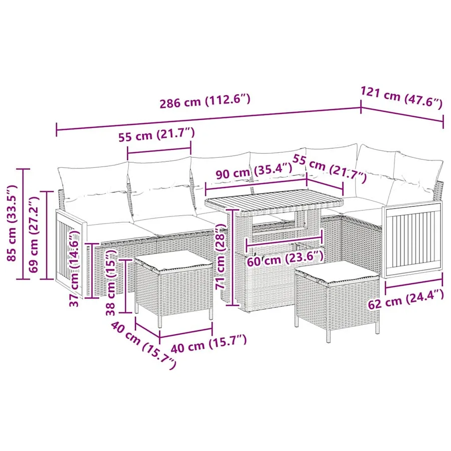 Ensemble de canapé de jardin avec coussin 11 pcs Gris polyrotin - 14