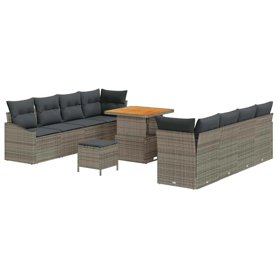 Ensemble de canapé de jardin avec coussin 11 pcs Gris - 2