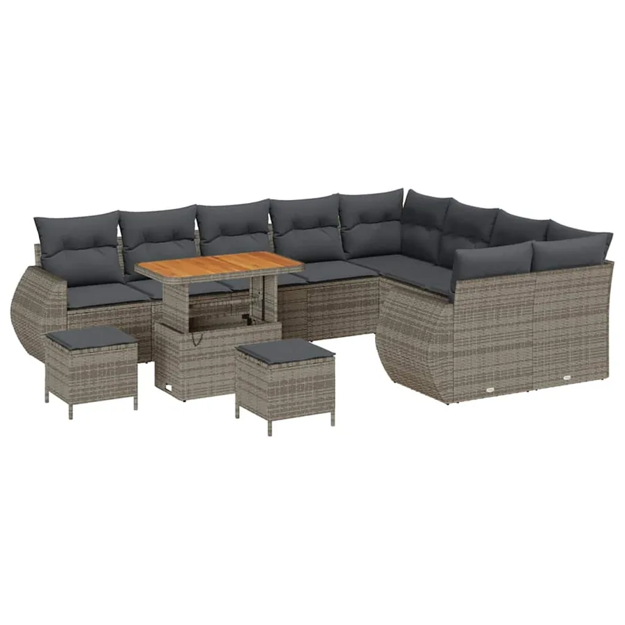 Ensemble de canapé de jardin 12 pcs Gris polyrotin - 2