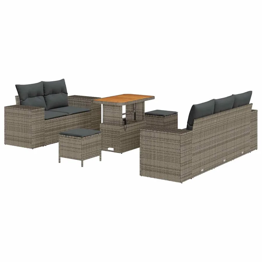 Ensemble de canapé de jardin 8 pcs Gris polyrotin - 2