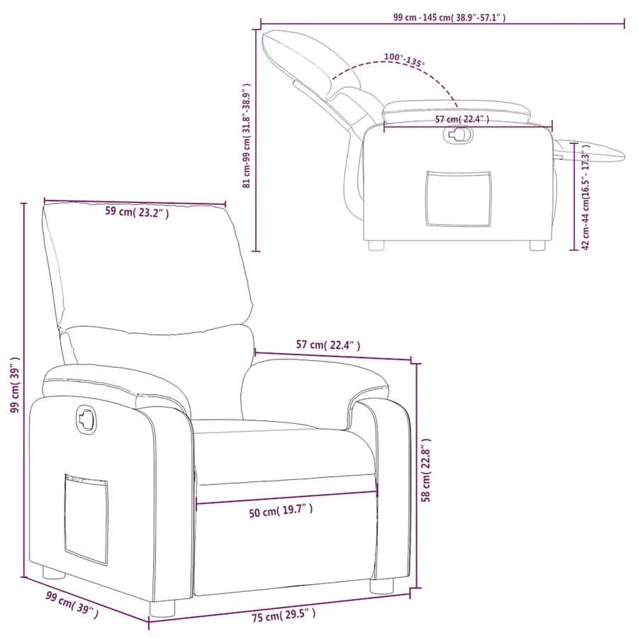 Fauteuil inclinable Taupe Tissu - 11