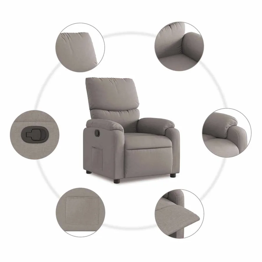 Fauteuil inclinable Taupe Tissu - 7