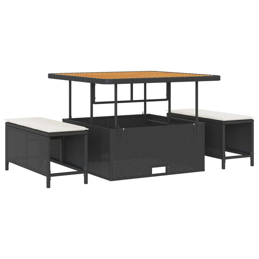 Ensemble de canapé de jardin 9 pcs Noir polyrotin - 7