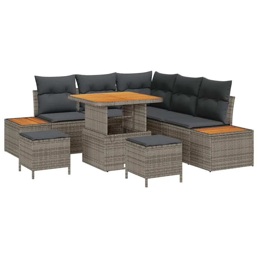 Ensemble de canapé de jardin avec coussin 8 pcs Gris - 2