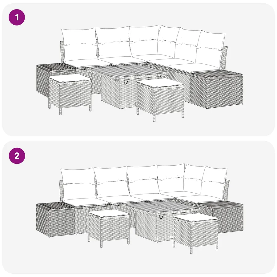Ensemble de canapé de jardin avec coussin 8 pcs Gris - 8