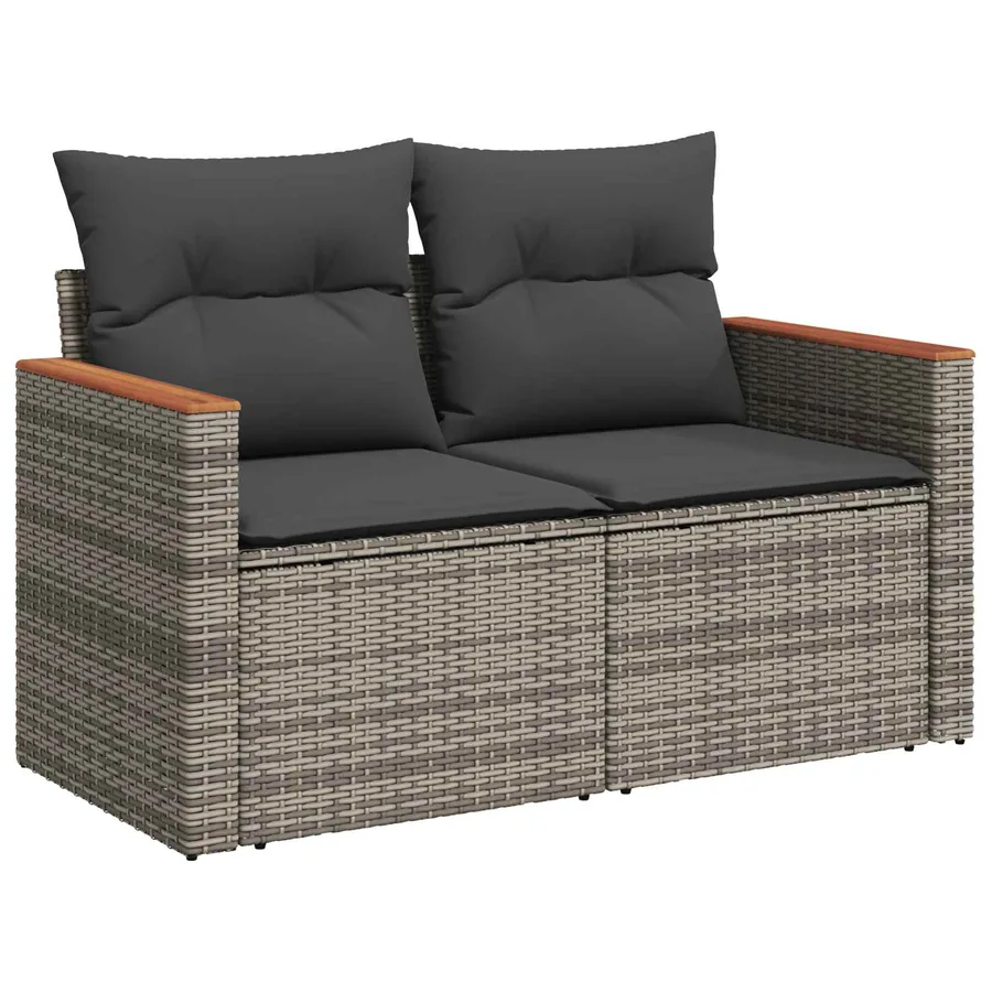 Ensemble de canapé de jardin 9 pcs Gris polyrotin - 6