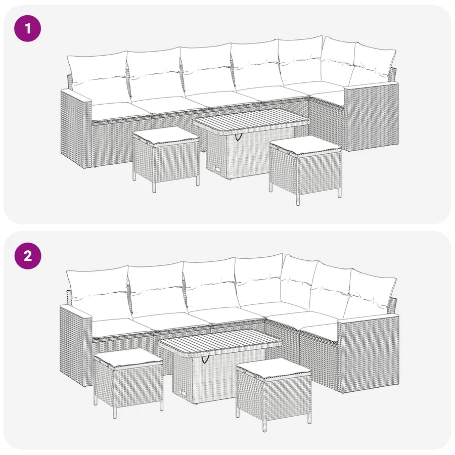 Ensemble de canapé de jardin 9 pcs Gris polyrotin - 8