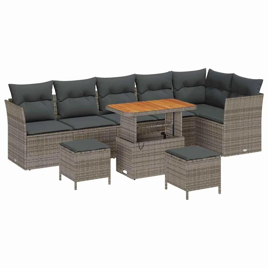 Ensemble de canapé de jardin avec coussin 9 pcs Gris - 2