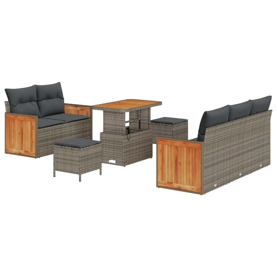 Ensemble de canapé de jardin avec coussin 8 pcs Gris - 2