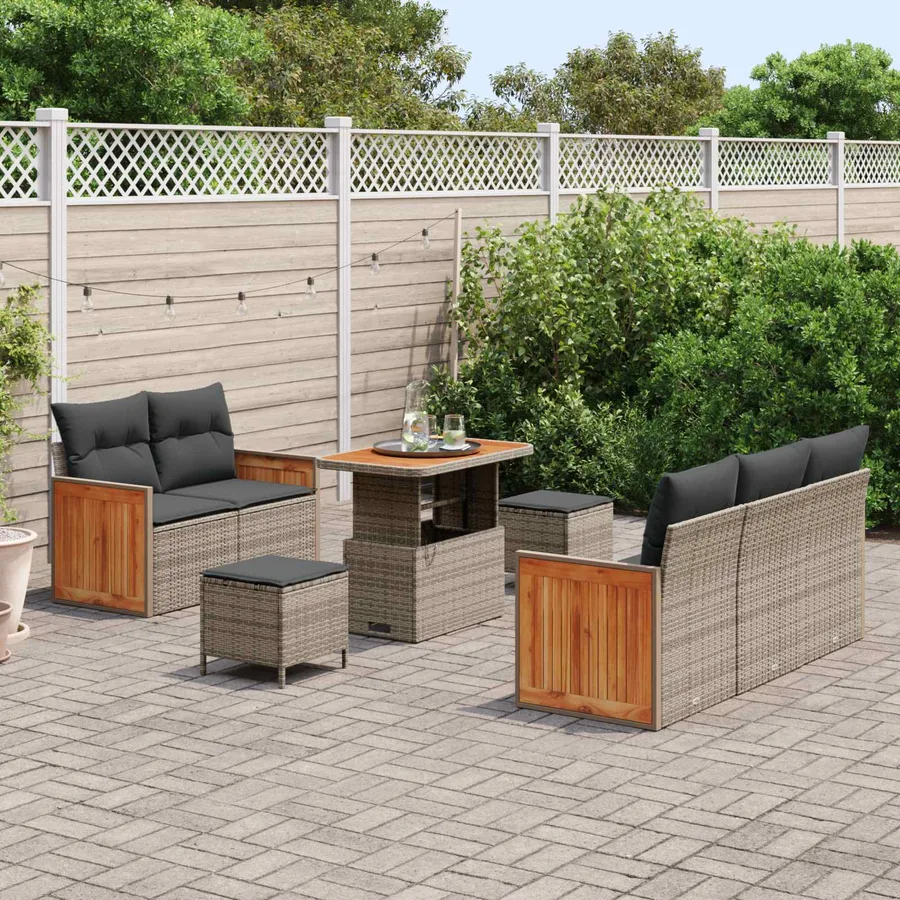 Ensemble de canapé de jardin avec coussin 8 pcs Gris - 3
