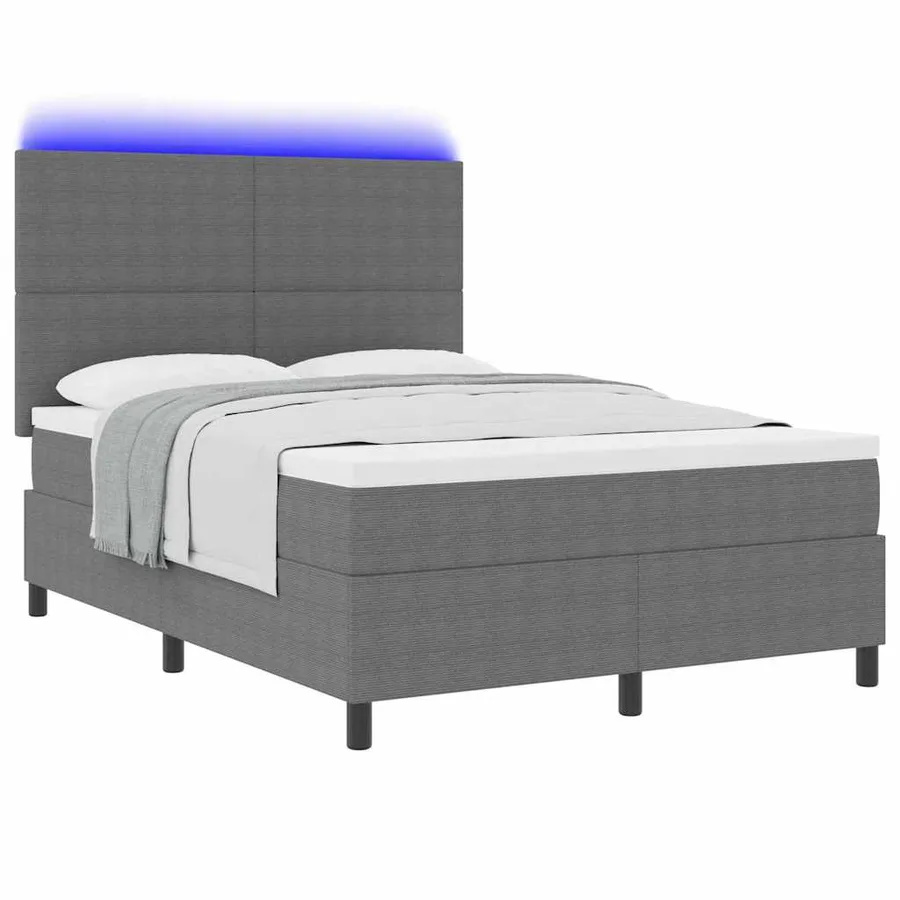 Lit à ressort LED Gris clair et blanc 140 x 190 cm - 3