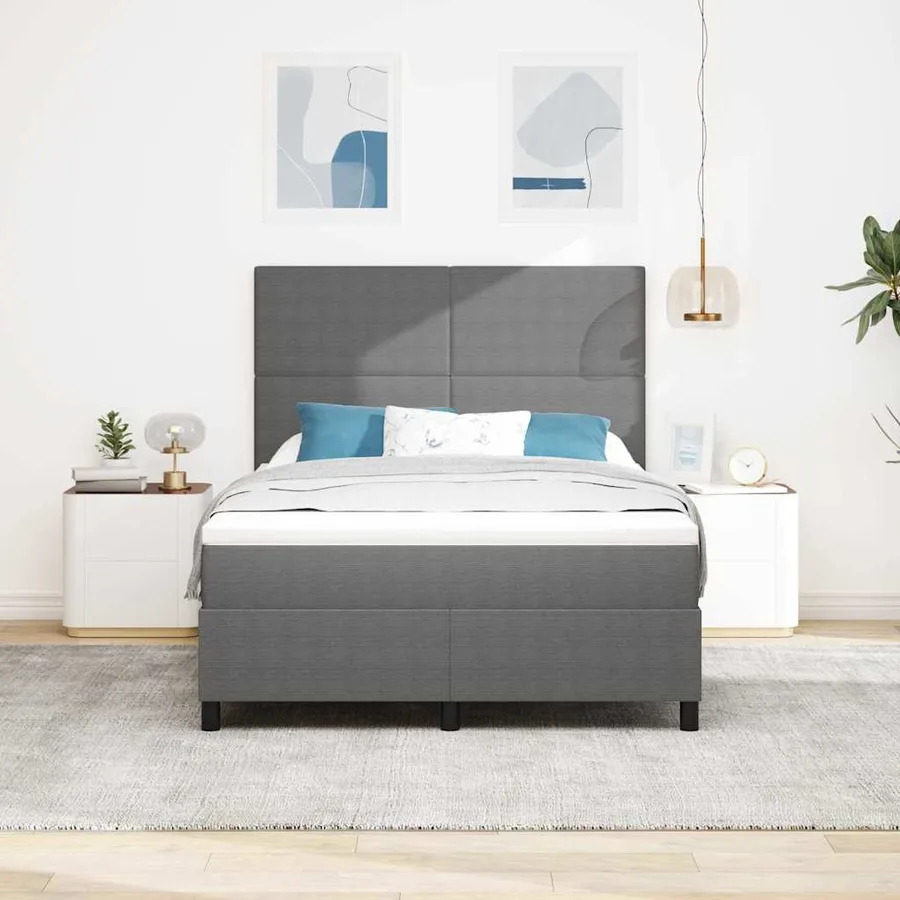 Lit à ressort LED Gris clair et blanc 140 x 190 cm - 4