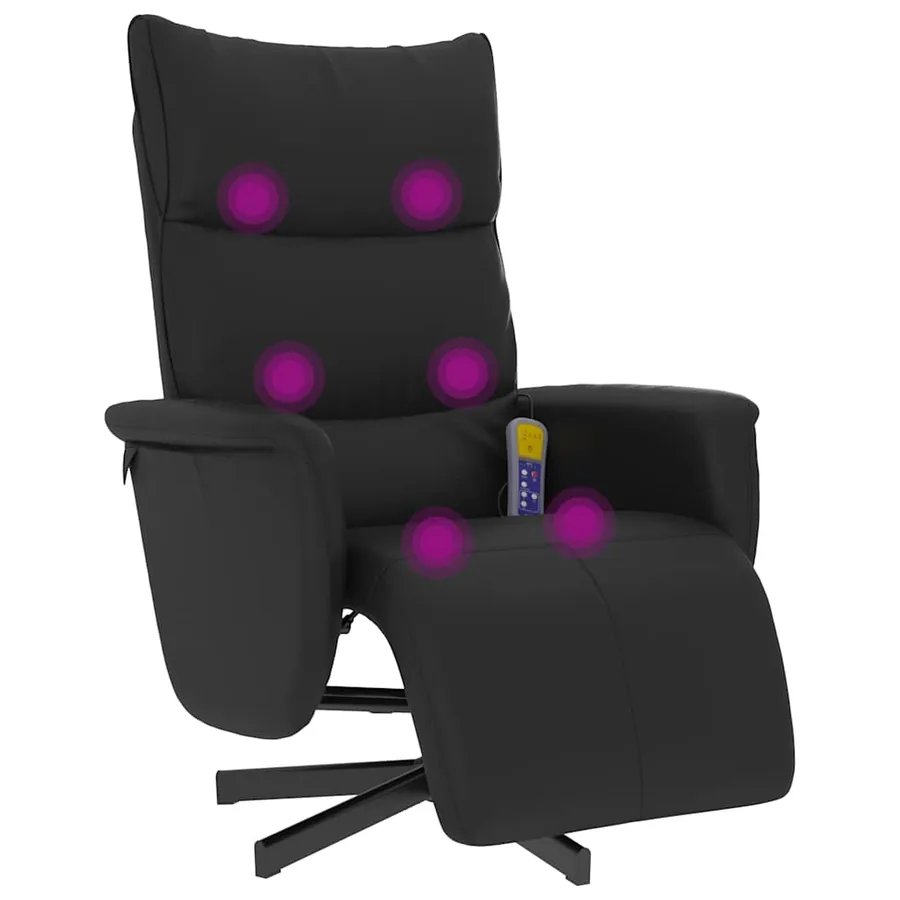 Fauteuil inclinable de massage repose-pieds noir similicuir - 2