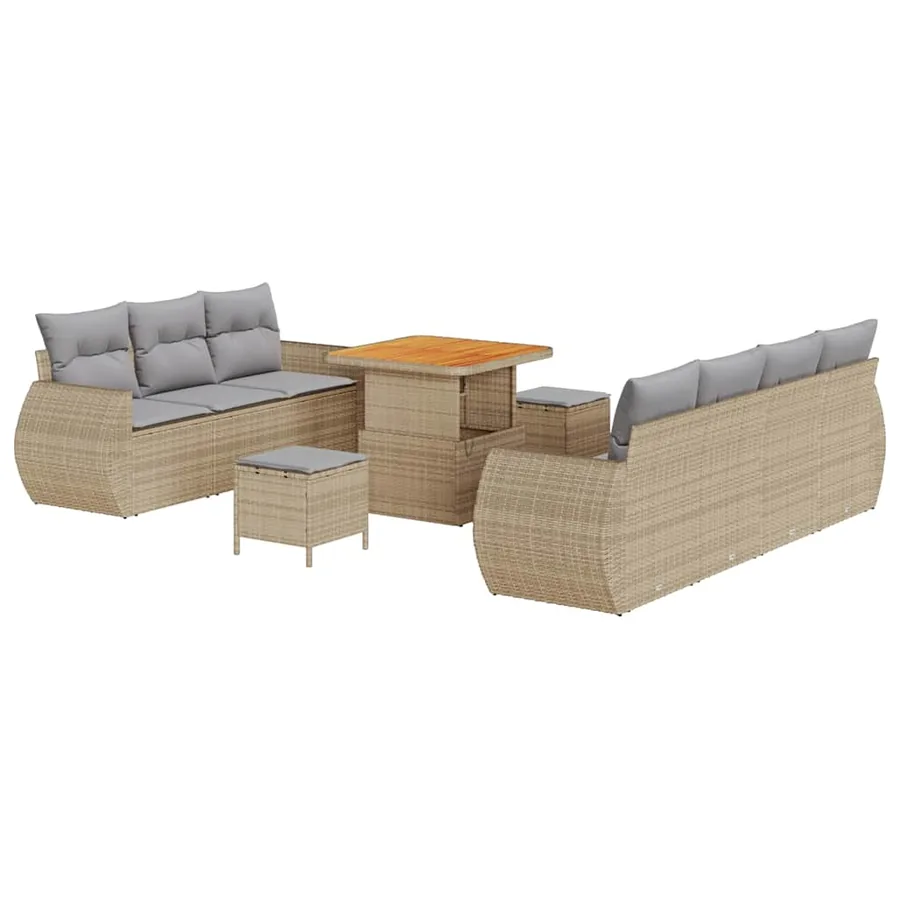 Ensemble de canapé de jardin 10 pcs Beige polyrotin - 2