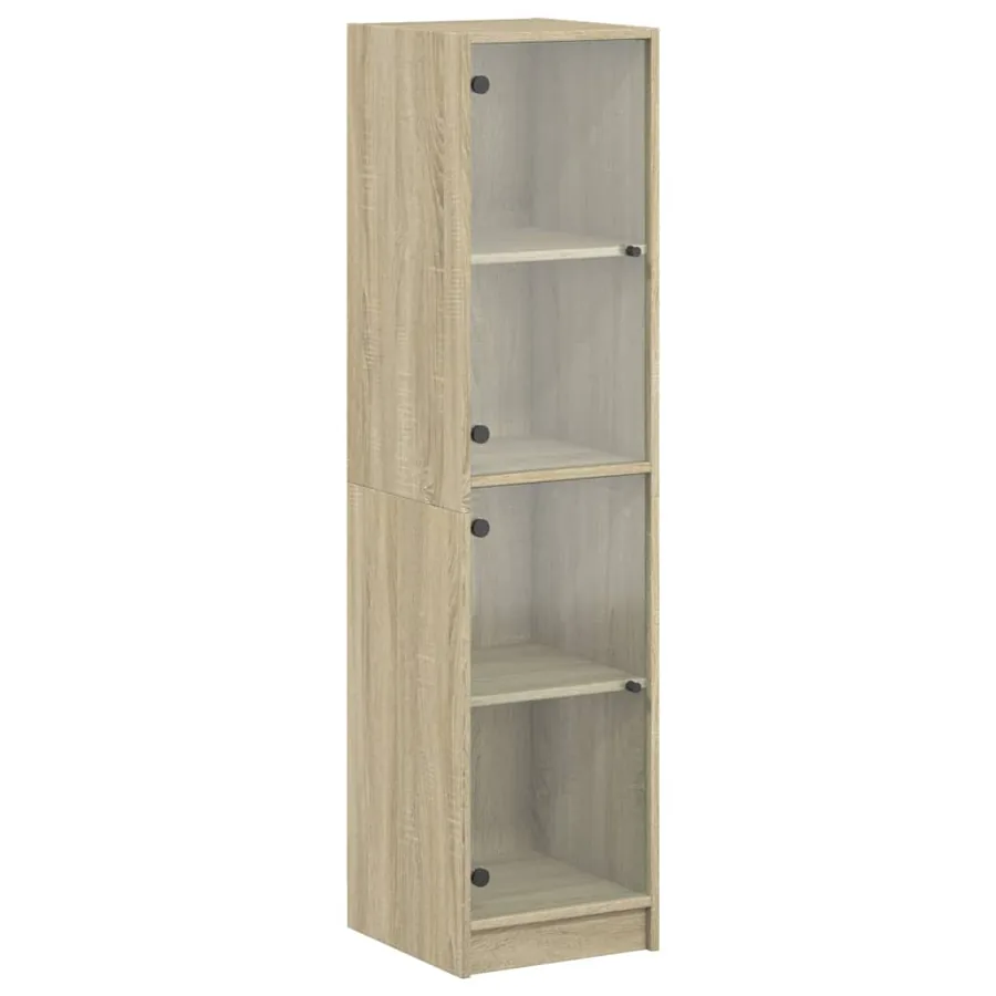 Buffet avec portes en verre chêne sonoma 35x37x142 cm - 2